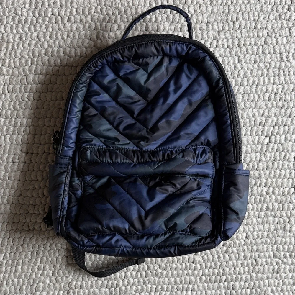 Laundry by Shelli Segal Quilted Backpack – Blue Camo / Puffer Style